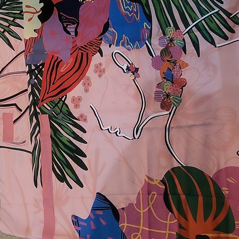 Sassy Jones silk blend scarf(silhouette of a face)
